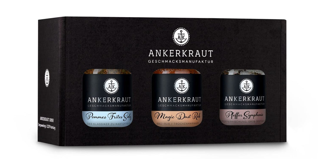 Ankerkraut Geschenkset Best Of Ankerkraut, mit Pommes Salz, Magic Dust BBQ Rub und Pfeffer Symphonie