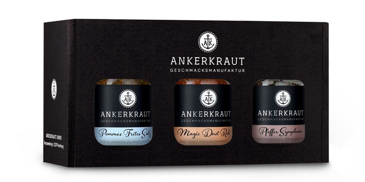 Ankerkraut Geschenkset Best Of Ankerkraut, mit Pommes Salz, Magic Dust BBQ Rub und Pfeffer Symphonie
