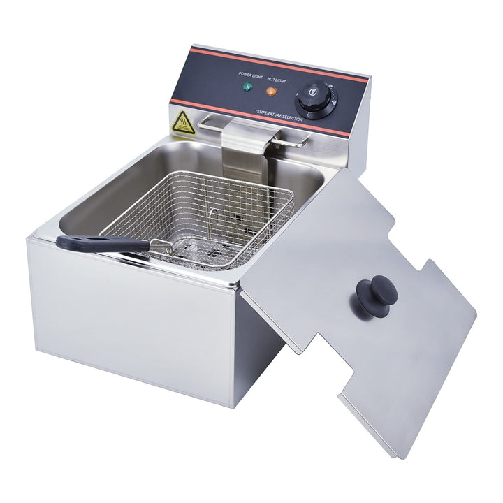 TAIMIKO Elektrische Fritteuse, 6 l, Fritteuse, Profi-Fritteuse, Einzelbehälter aus Edelstahl, mit 2