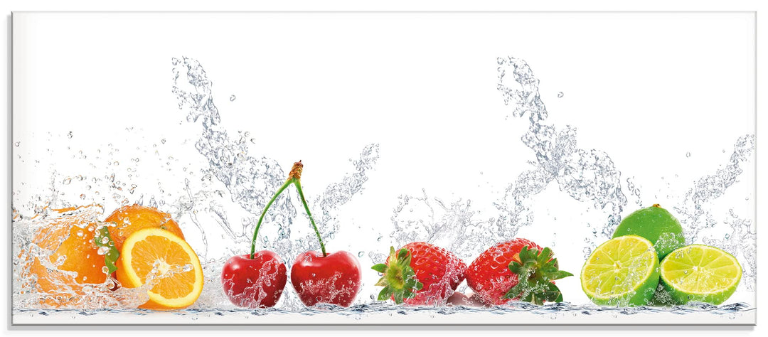 ARTland Spritzschutz Küche aus Alu für Herd Spüle 120x50 cm (BxH) Küchenrückwand mit Motiv Essen Obs