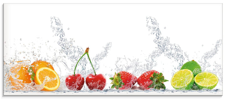 ARTland Spritzschutz Küche aus Alu für Herd Spüle 120x50 cm (BxH) Küchenrückwand mit Motiv Essen Obs