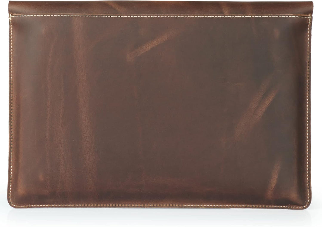 Londo Real Grain Leather MacBook Pro Case with Front Pocket &amp; Flap Closure (Zimt, 15-16 Zoll), OTTO5