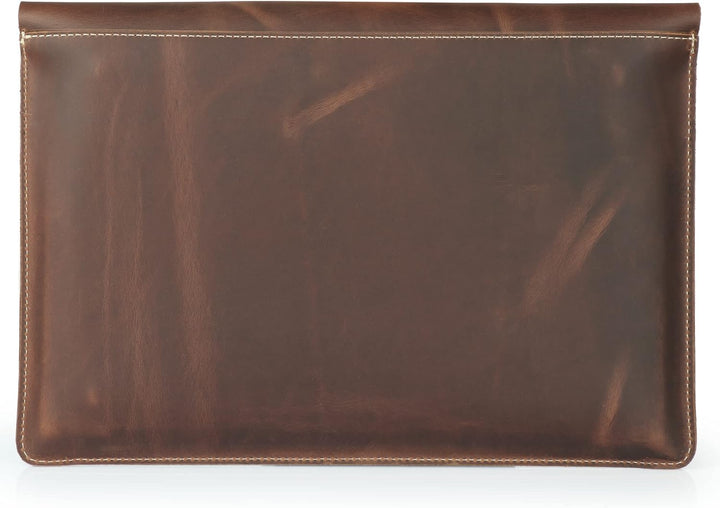 Londo Real Grain Leather MacBook Pro Case with Front Pocket &amp; Flap Closure (Zimt, 15-16 Zoll), OTTO5