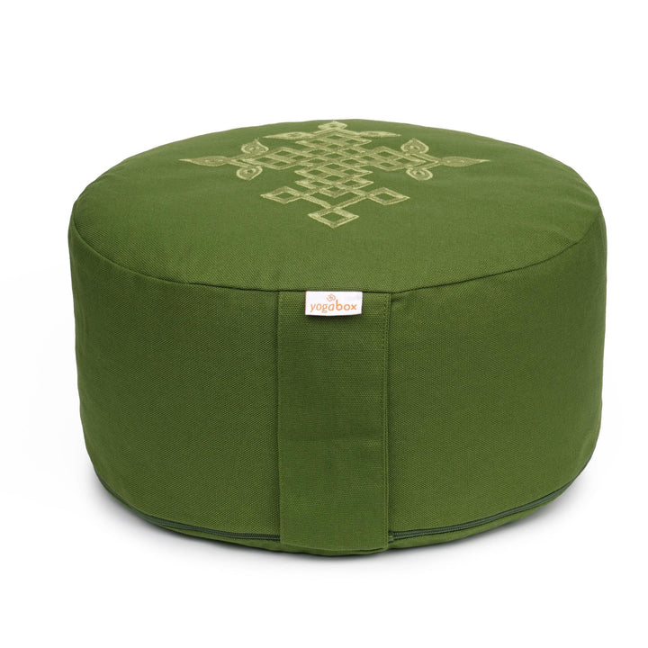 Yogabox Meditationskissen Glückssitz® keltischer Baum des Lebens olive / Stick: grün, olive / Stick: