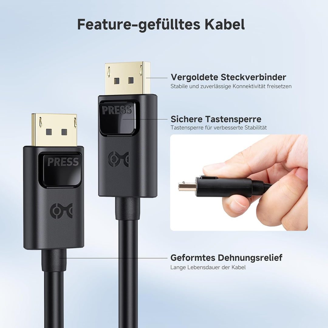 Cable Matters [VESA-zertifizierte] 8K DisplayPort Kabel 3m (DisplayPort Kabel 1.4, DP auf DP) DP 1.4