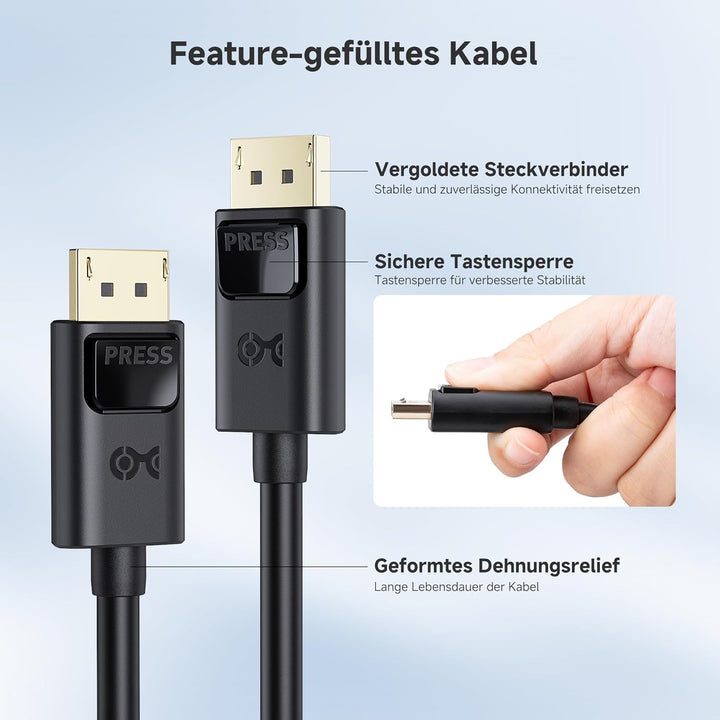 Cable Matters [VESA-zertifizierte] 8K DisplayPort Kabel 3m (DisplayPort Kabel 1.4, DP auf DP) DP 1.4