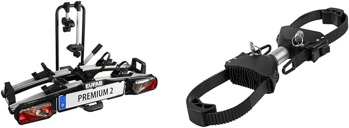 EUFAB 11521 Fahrradträger PREMIUM 2, E-Bike geeignet, komplett vormontiert, Diebstahlschutz, für 2 F