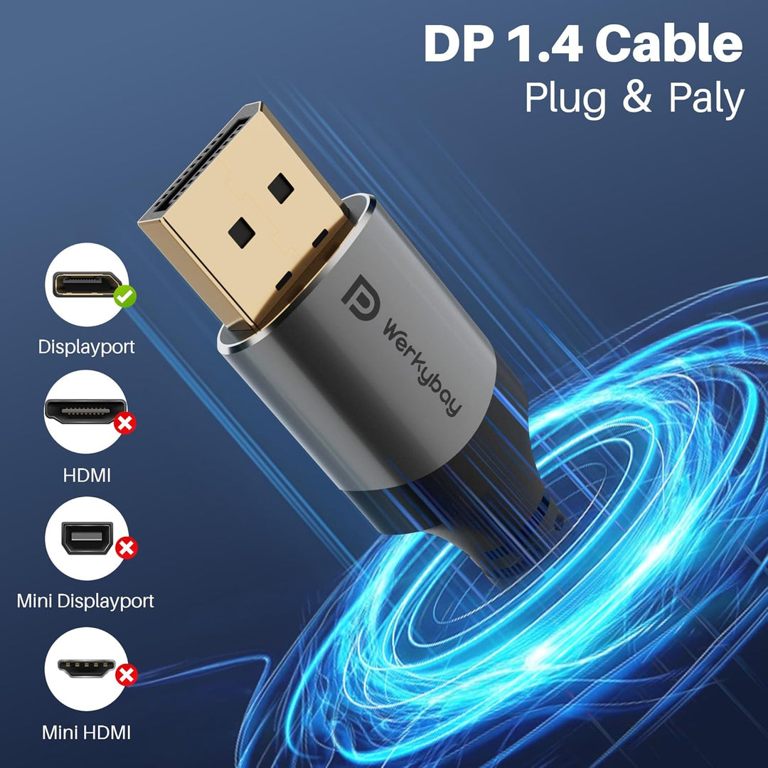 8K DisplayPort Kabel 7.5m,DP 1.4 Kabel， 32.4Gbps VESA-zertifiziert, Nylon gewebte Mantel, 8K@60Hz 4K