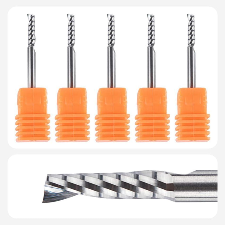 SpeTool 5 Stück Alu Fräser 3,175 mm (1/8") Schaft Einschneidiger CNC Fräser Holz VHM 12mm Schnittlän