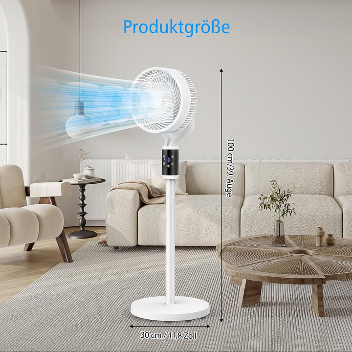 SHAVINGFUN Standventilator mit Fernbedienung, höhenverstellbar, Timer, 6 Geschwindigkeitsstufen, ide