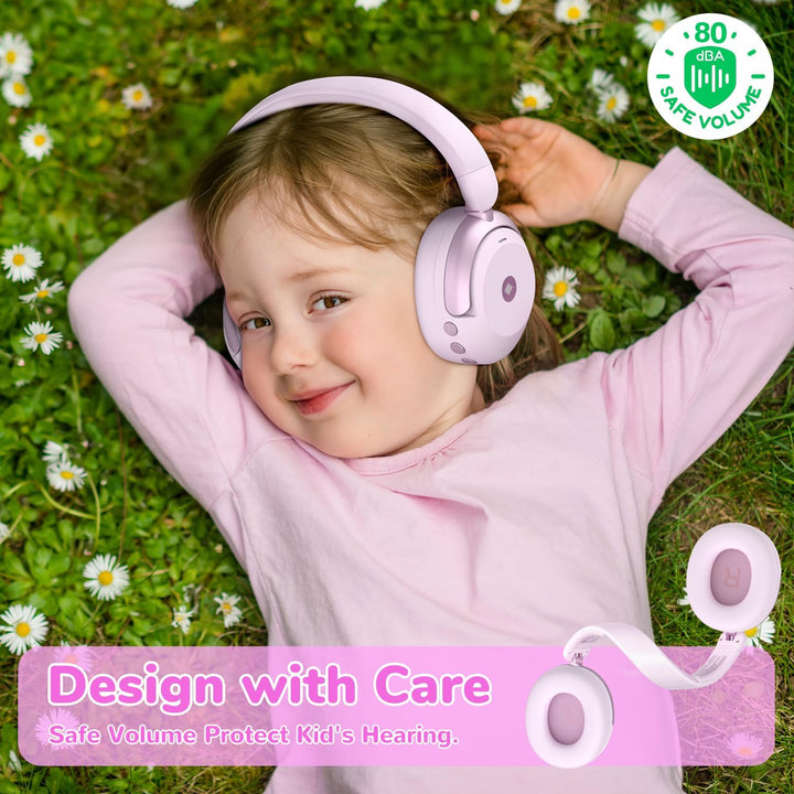 iClever Noise Cancelling Kopfhörer Kinder Bluetooth, 60H Spielzeit, 80dBA Sichere Lautstärke, Bequem