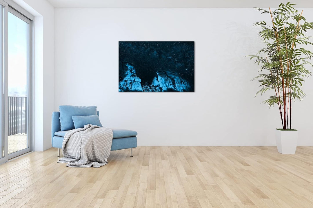 deyoli Sternenhimmel im Grand Canyon Format: 120x80 Effekt: Monocrome Blau als Leinwand, Motiv ferti