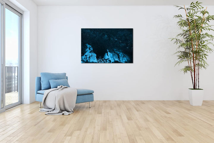 deyoli Sternenhimmel im Grand Canyon Format: 120x80 Effekt: Monocrome Blau als Leinwand, Motiv ferti