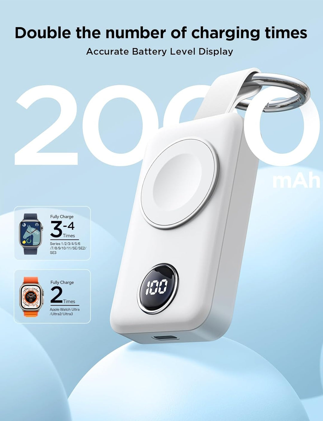 JOYROOM 2000 mAh Kabelloses Ladegerät für Apple Watch-Serie 10/9/8/7/6/5/SE/4/3/2/UItra 2/Ultra, Mag