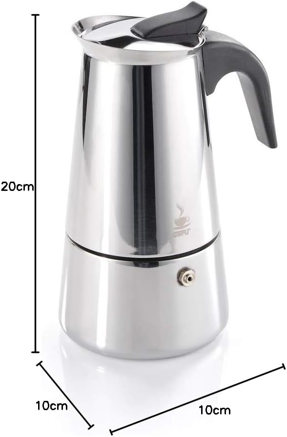 GEFU Der Original Espresso-Kocher Emilio - Premium Edelstahl Kaffee-Maschine für 6 Tassen Höchsten C