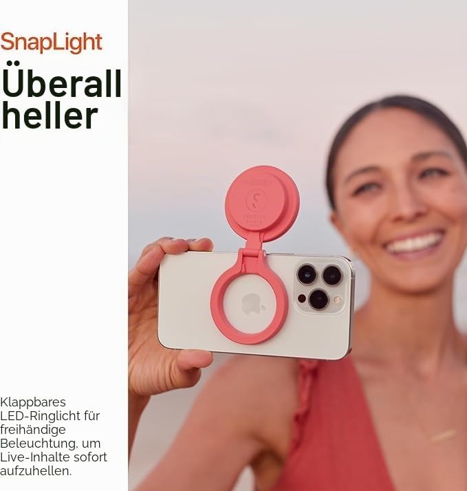 ShiftCam SnapPocket Light – LED-Selfie-Ringlicht mit vier Helligkeitseinstellungen und eingebautem A