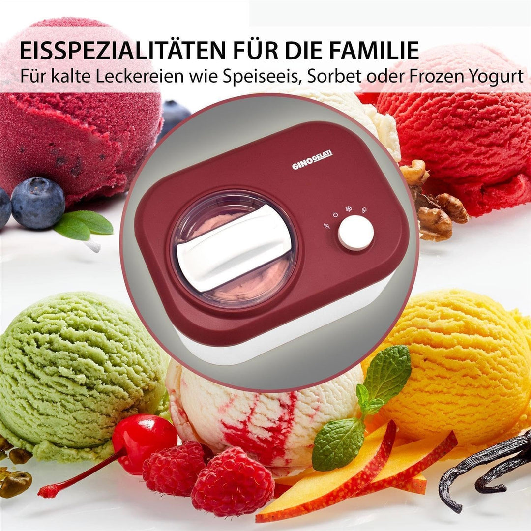 Gino Gelati Eismaschine mit Kompressor Polari Eiscreme Maschine Eisbereiter, 1 Liter, leichte Reinig