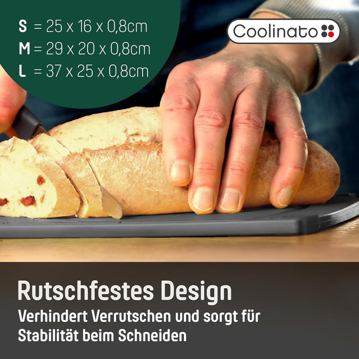 Coolinato Schneidebrett 3er Set in unterschiedlicher Grösse mit Saftrille - Antibakterielle Schneidb