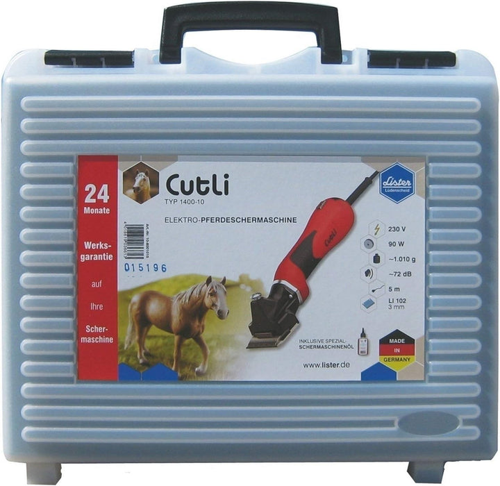 LISTER Pferdeschermaschine LI CUTLI + Messersatz LI 102 + Spezial-Schermaschinenöl + Kunststoffkoffe