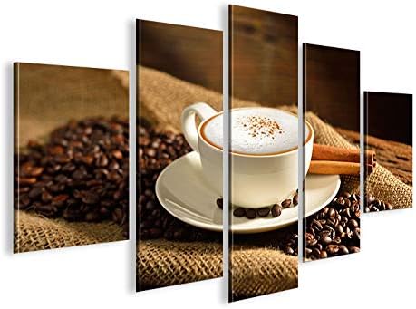 islandburner Bild Bilder auf Leinwand Cappuccino Kaffee Kaffebohnen Gemütlich MF XXL Poster Leinwand