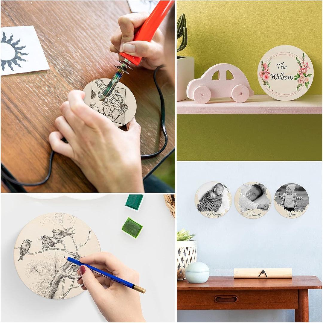 Belle Vous 100er Pack Holzscheiben 10cm - Set Untersetzer Holz - Holzplatte Rund - Zum Basteln Klein