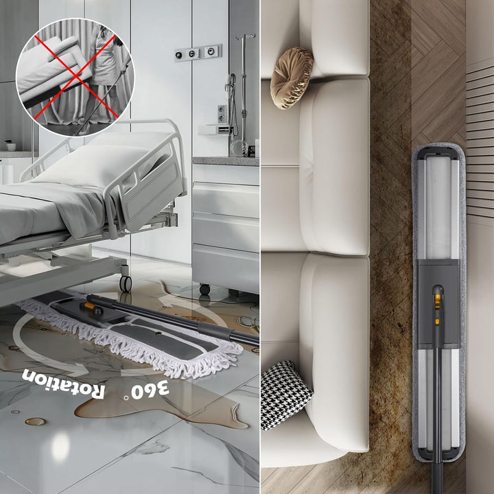 MASTERTOP Bodenwischer Breit, 90cm Gross Wischmop mit Aluminium Stiel und 3 Moppkopf, Industrieller