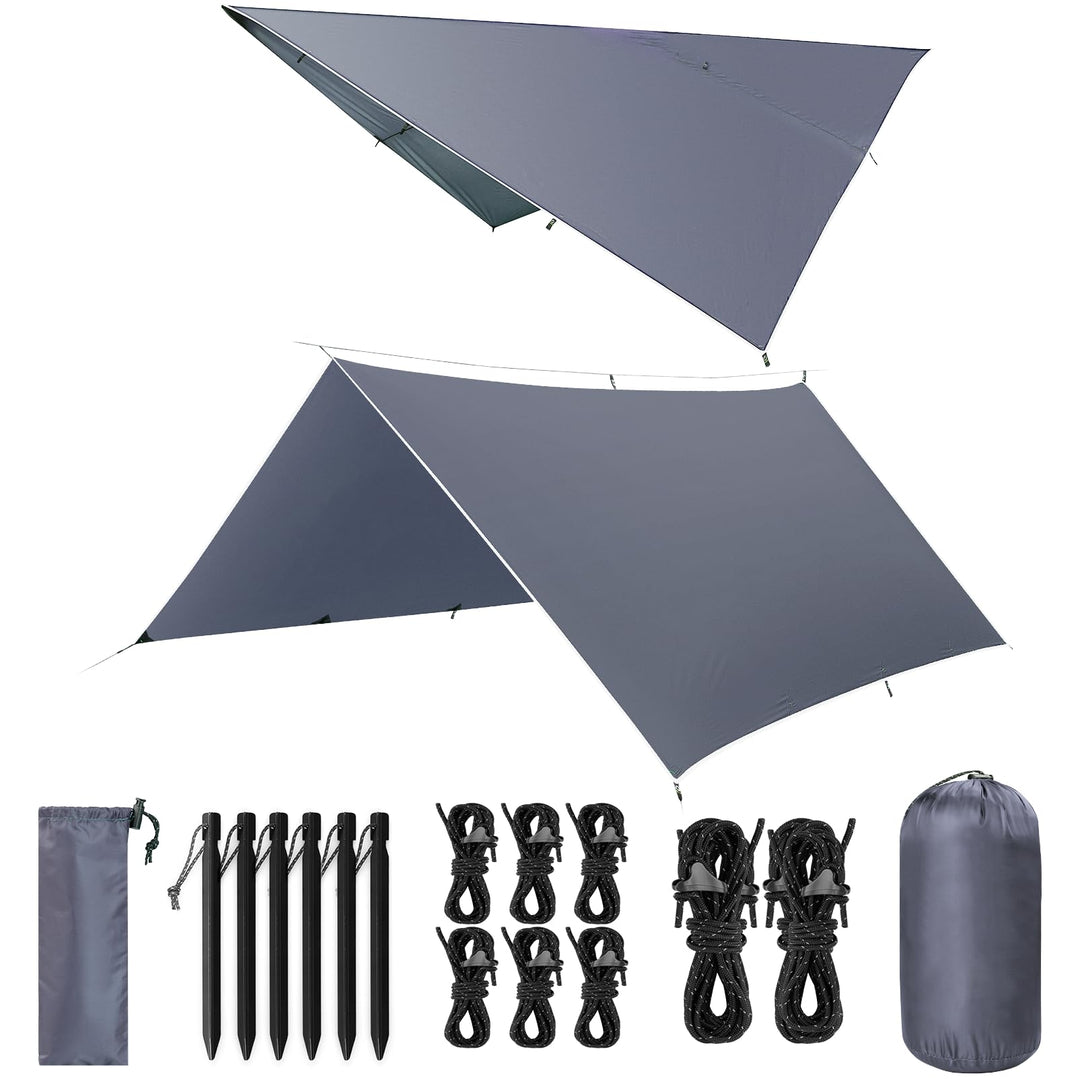 Tarp 3x3/3x5M Wasserdicht, Ultraleicht Camping Zeltplane, Anti-UV Sonnen Regen Schutz Schnee, mit Ös