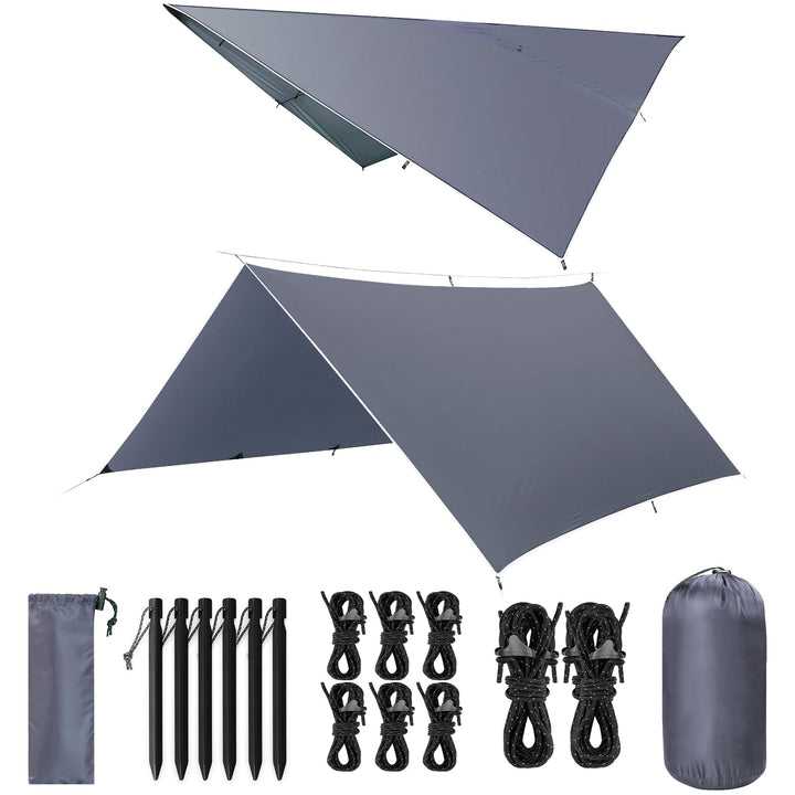 Tarp 3x3/3x5M Wasserdicht, Ultraleicht Camping Zeltplane, Anti-UV Sonnen Regen Schutz Schnee, mit Ös