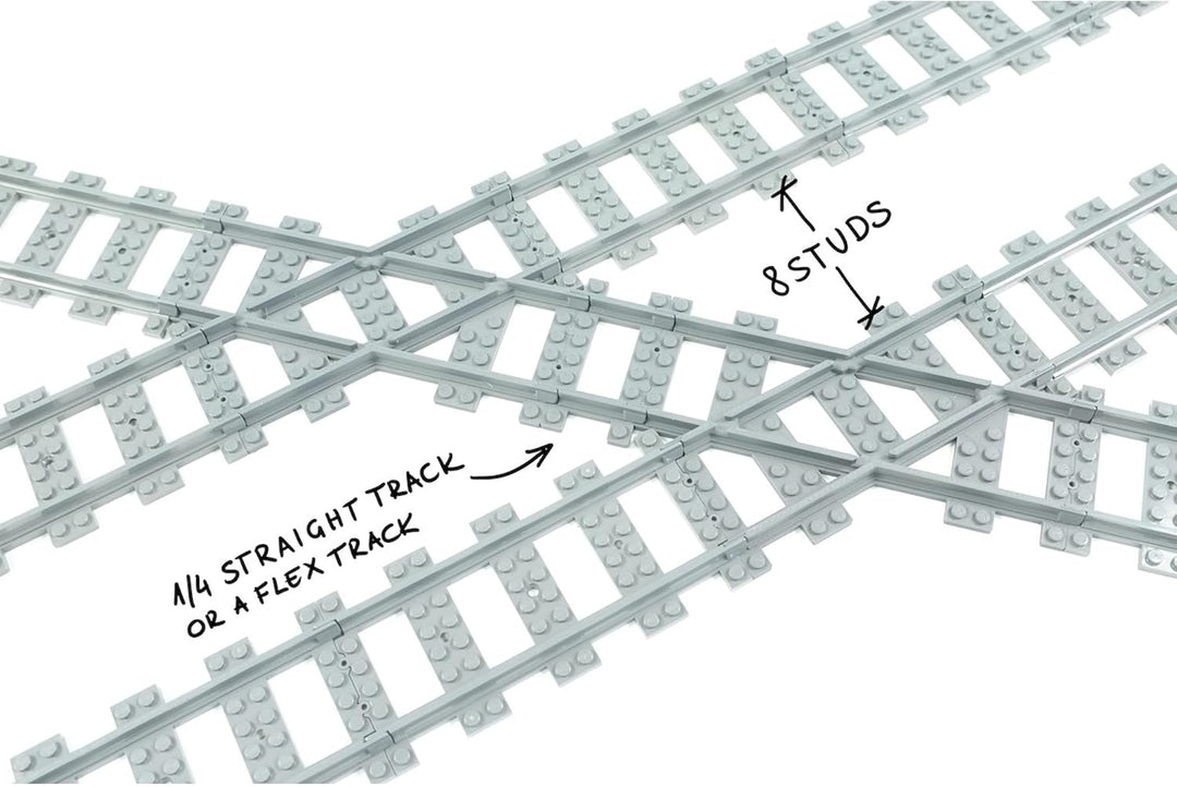 Trixbrix.eu Right 45 deg. Crossings Compatible with Lego City Train Sets 60197 60198 10277 60205 602