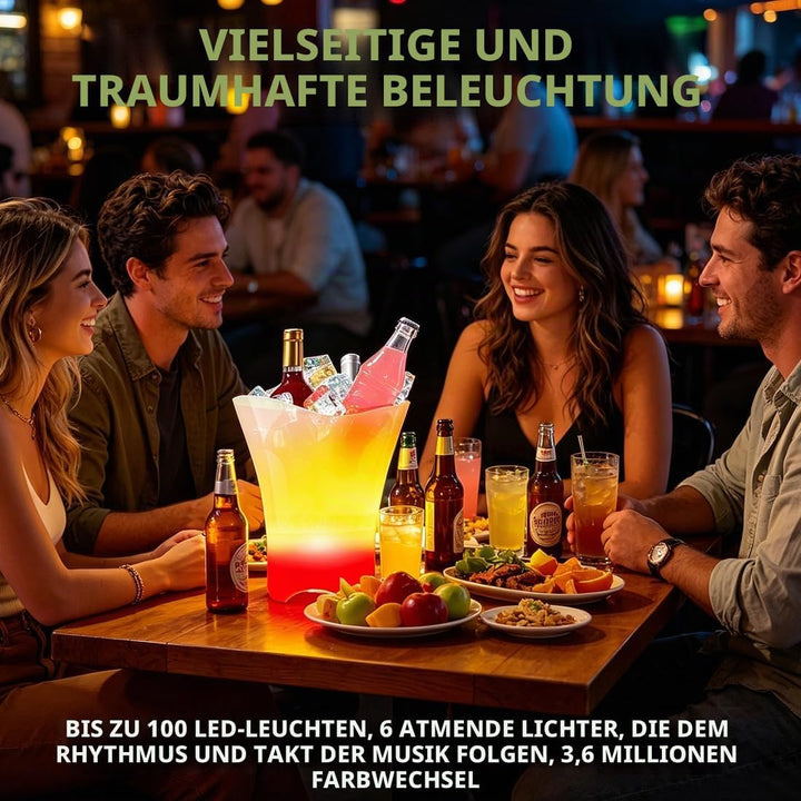 LED Eiskübel 5L, Multicolor LED Sektkübel, Premium Eiseimer, Farbe einstellbar, Grossraumbehälter fü