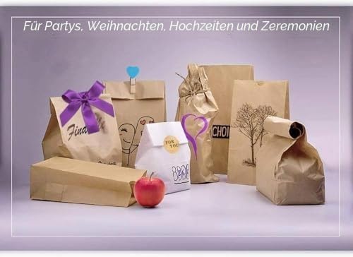 Gaoyong 50 Stück Papiertüten, Kraftpapierbeutel, Papiertüten für Geburtstage, Festivals, Lebensmitte