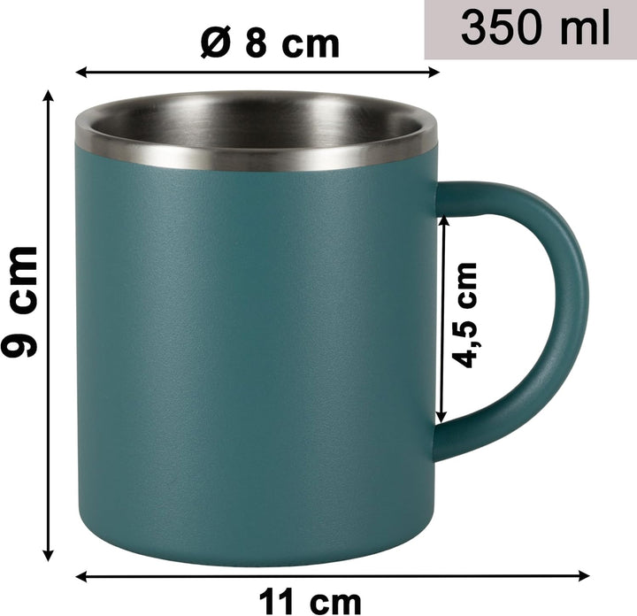 Melamin Geschirr Set Jesolo Grün für - mit Edelstahltassen Steingutoptik Spülmaschinengeeignet Campi