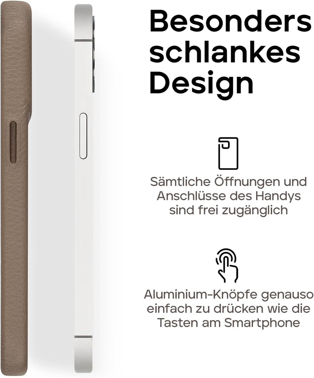 WIIUKA Hülle für iPhone 15 Pro Max, Leder aus Deutschland, Lederhülle extra Dünn, Premium Handyhülle