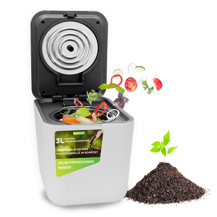 Nutrichef Elektrischer Komposter, 3L- Biomülleimer Küche, Komposteimer- Für Organisches Material & L