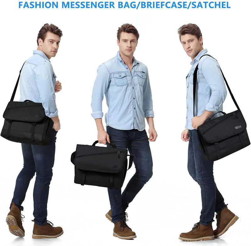 VASCHY Umhängetaschen Herren, Wasserabweisend 17 Zoll Laptop Schultertasche Laptoptaschen mit Gepols