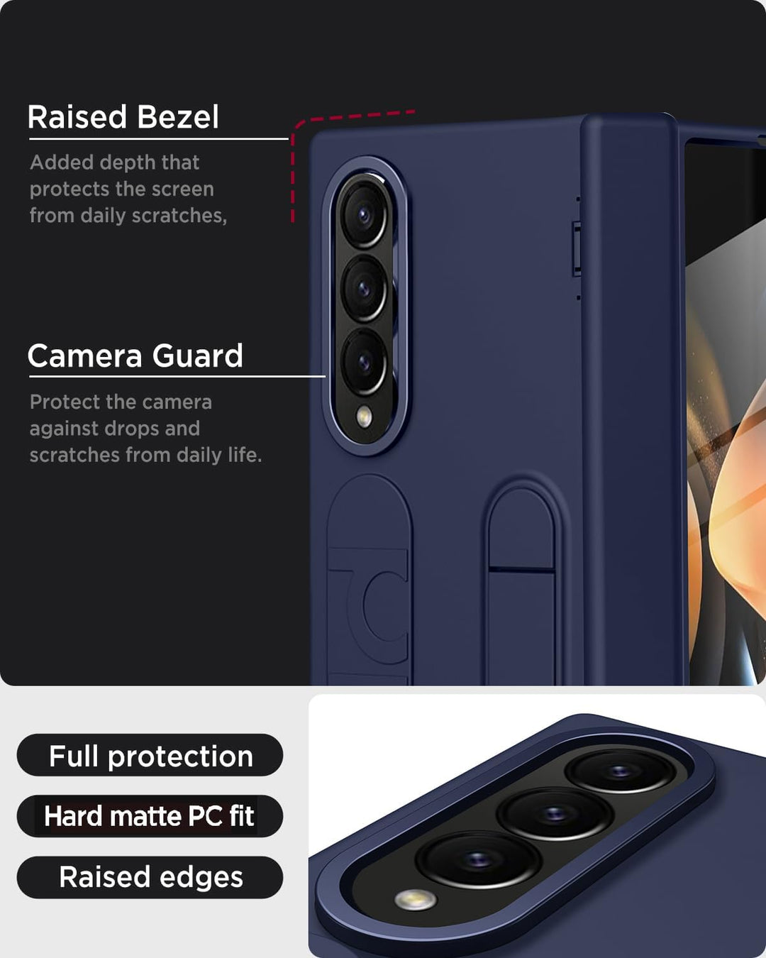Miimall Kompatibel mit Samsung Galaxy Z Fold 4 Hülle mit Handschlaufe, [Abnehmbare Ständer] [Display