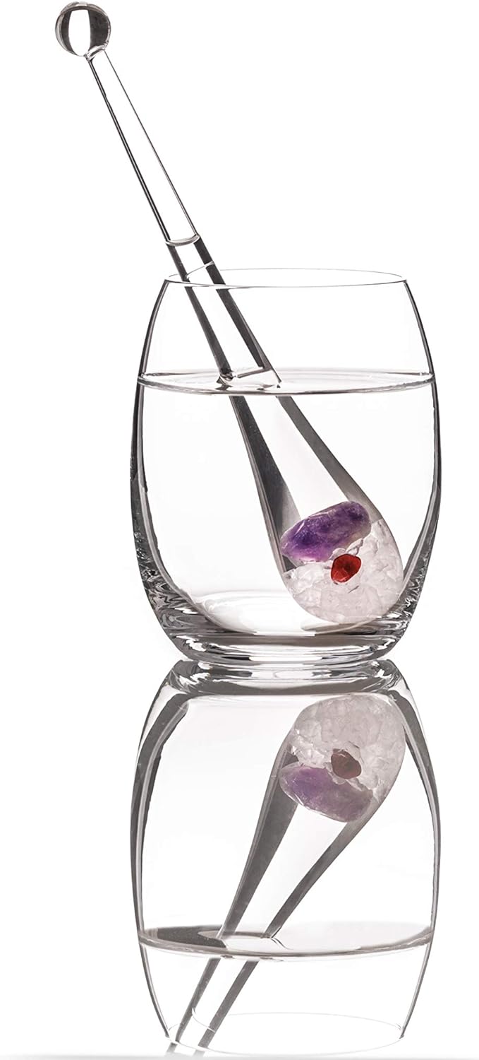 VitaJuwel Phiolino - Edelsteinstab-To-Go mit Amethyst, Granat undd Bergkristall (inkl. Lederetui), E