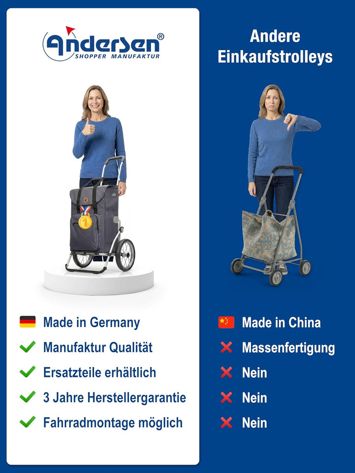 Andersen Einkaufstrolley - klappbar - 45 Liter - mit Kühlfach - Aufhängung für Einkaufswagen - belas