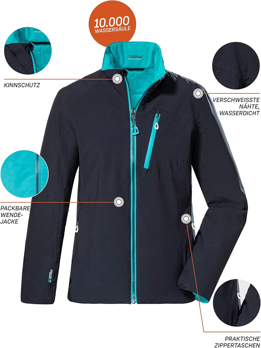 Killtec Damen Kow 100 Wmn Jckt Softshelljacke/Wendejacke, packbar 42 dunkelnavy, 42 dunkelnavy