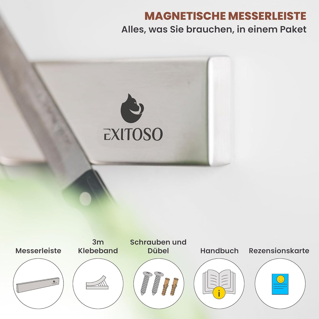 Exitoso Edelstahl Magnetleiste Messer selbstklebend - Kleben und Bohren mit 3M Klebeband - Magnetisc