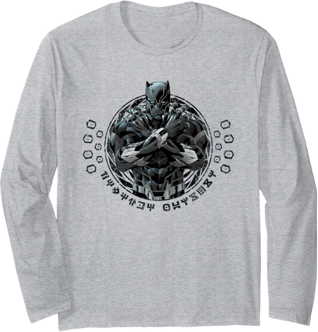 Marvel Black Panther King T'Challa Wakanda Lettering Langarmshirt