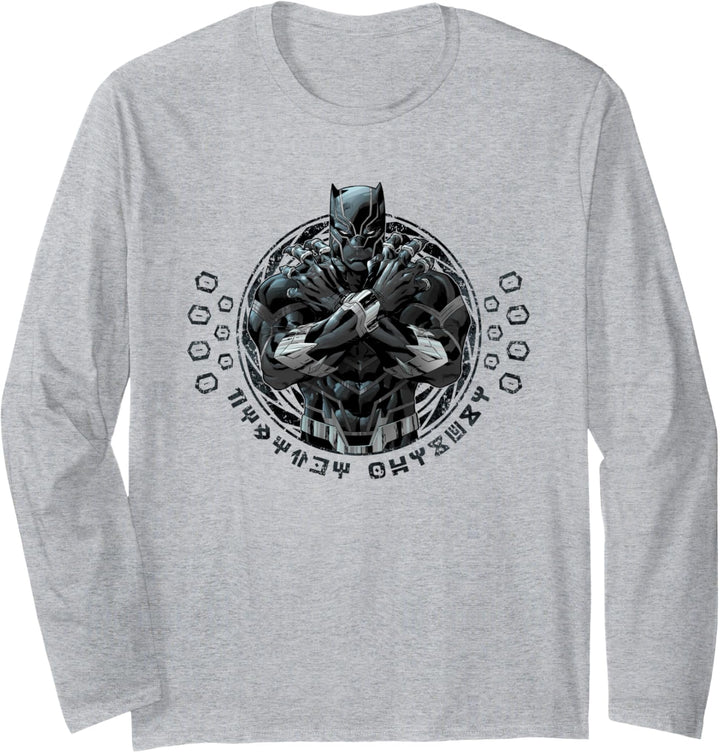 Marvel Black Panther King T'Challa Wakanda Lettering Langarmshirt