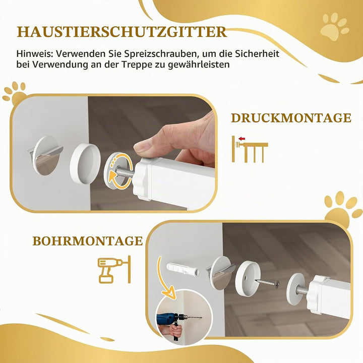 PawHut Treppenschutzgitter Absperrgitter Hund Schutzgitter ohne Bohren 76-88 x 76 cm Türschutzgitter