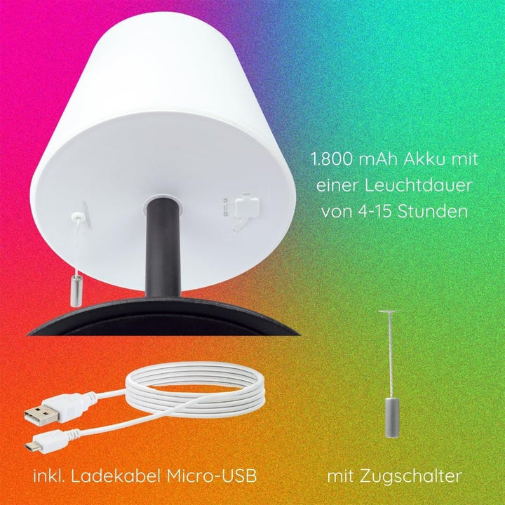 SCHWAIGER Solar Lampe aussen Tischleuchte RGB LED IP44 wetterfest dimmbar 3 Lichtmodi Solarpanel 15h