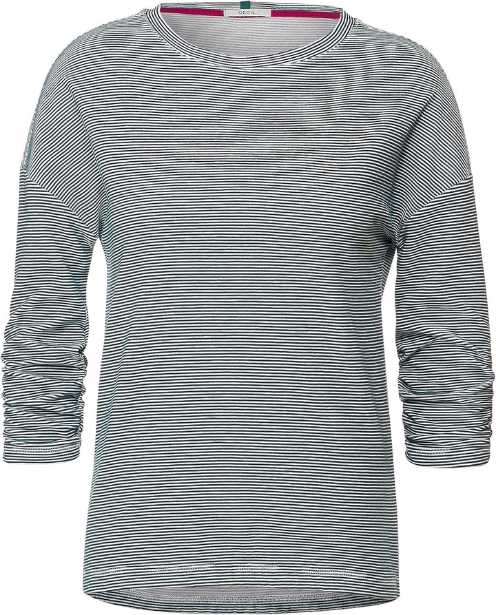 Cecil Damen T-Shirt 3/4 Arm Gestreift S Vanilla White, S Vanilla White