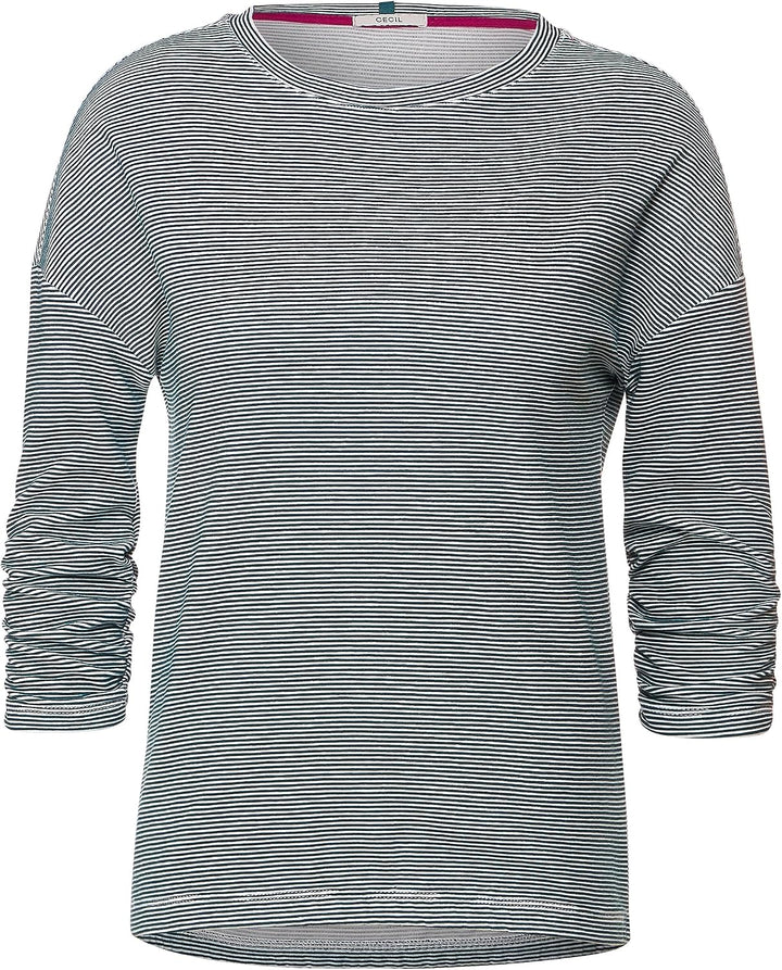 Cecil Damen T-Shirt 3/4 Arm Gestreift S Vanilla White, S Vanilla White