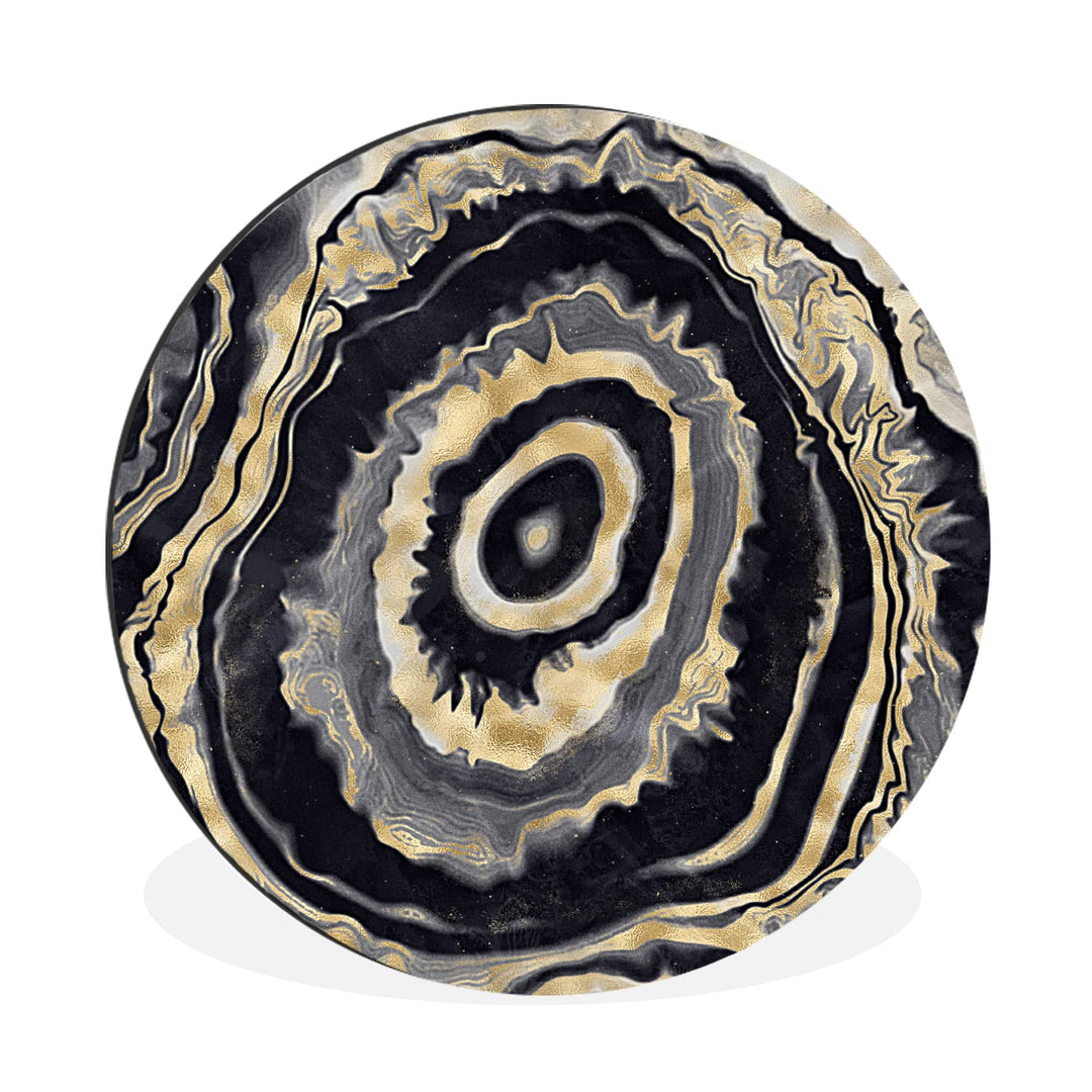 Wandbild Rund Wanddeko Deko Wohnzimmer Bilder 90x90 cm Achat - Gold - Geodestin - Marmor, 90x90 cm