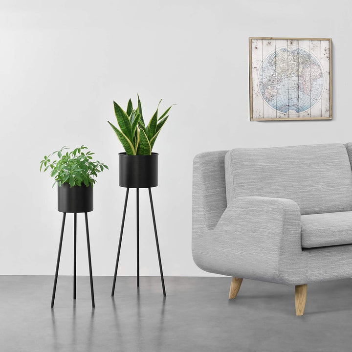 [en.casa] Pflanzständer Dalhem 2er Set Blumenständer-Set Pflanztopfhalter in 2 Grössen Metall Schwar