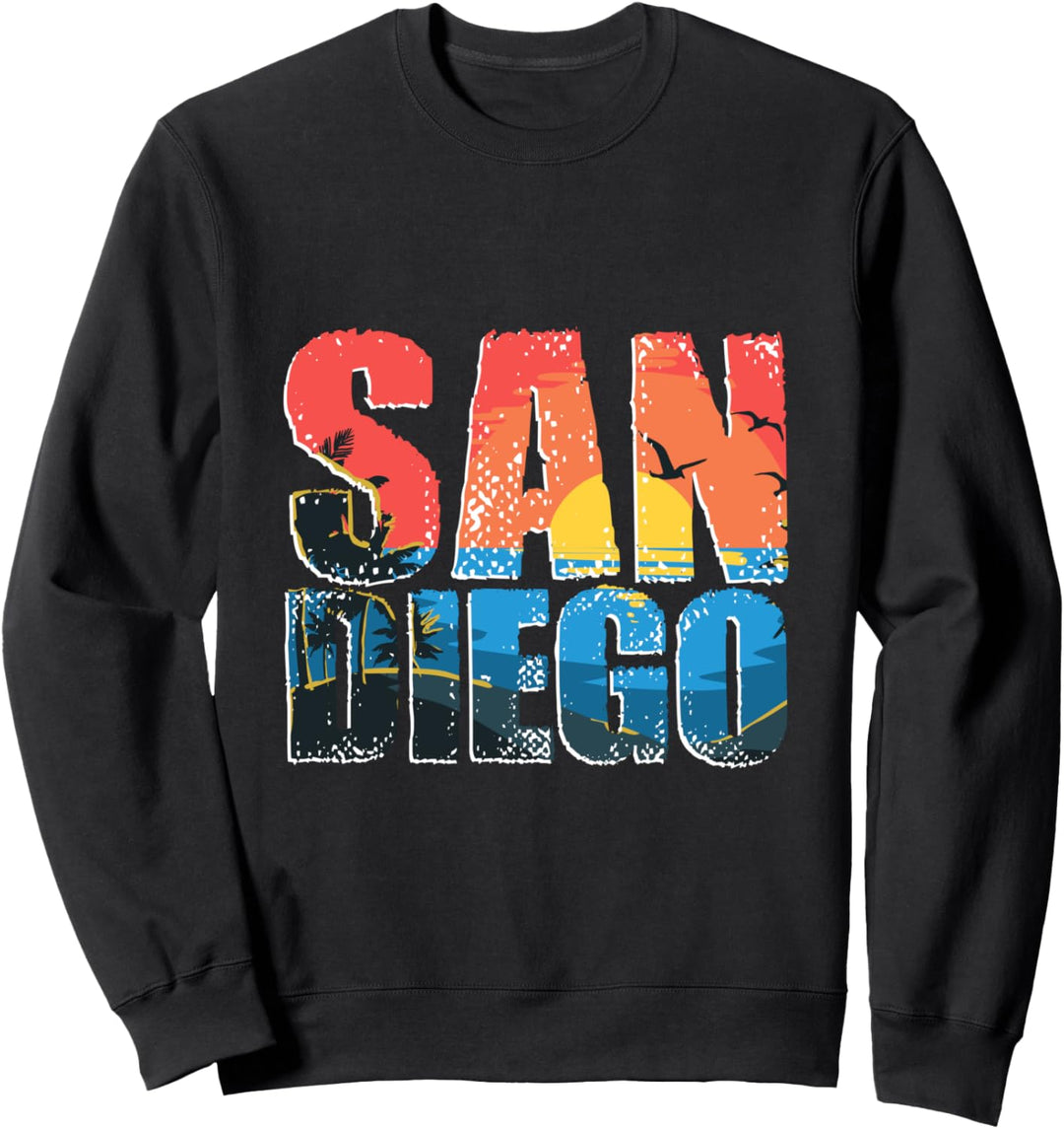 San Diego Kalifornien 70er Jahre Retro Surfer Strand Sweatshirt