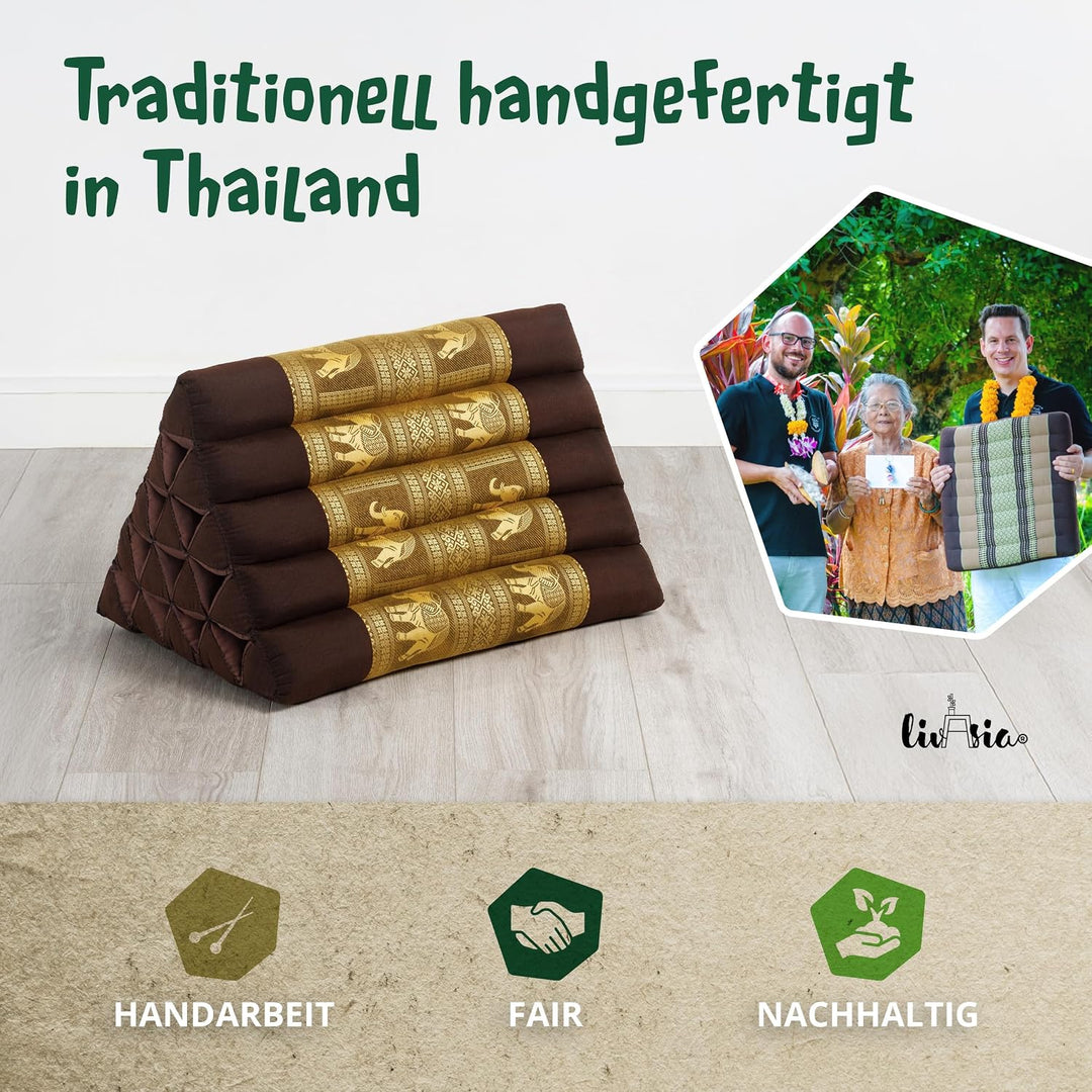 livasia Rückenstützkissen extrahoch mit Thaiseide - 38x55x35cm - Dreieckskissen für Garten/Balkon, K